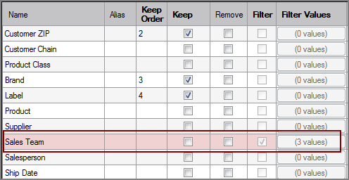 VI Model Input Object Filter Values in Grid