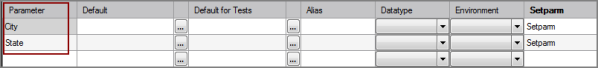 Example of Parameters in the Parameters sub-tab for a VI Setparm output object