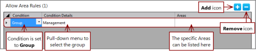 The details for Allow Area Rules with condition Group.