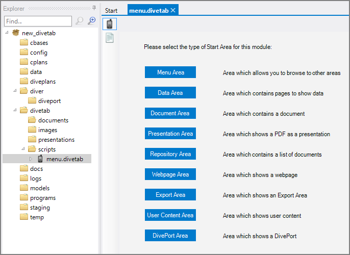 The main edit pane for the DiveTab module.