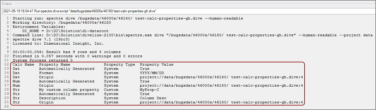 Metadata for Calc-Properties