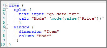 Sample Dive using mode()