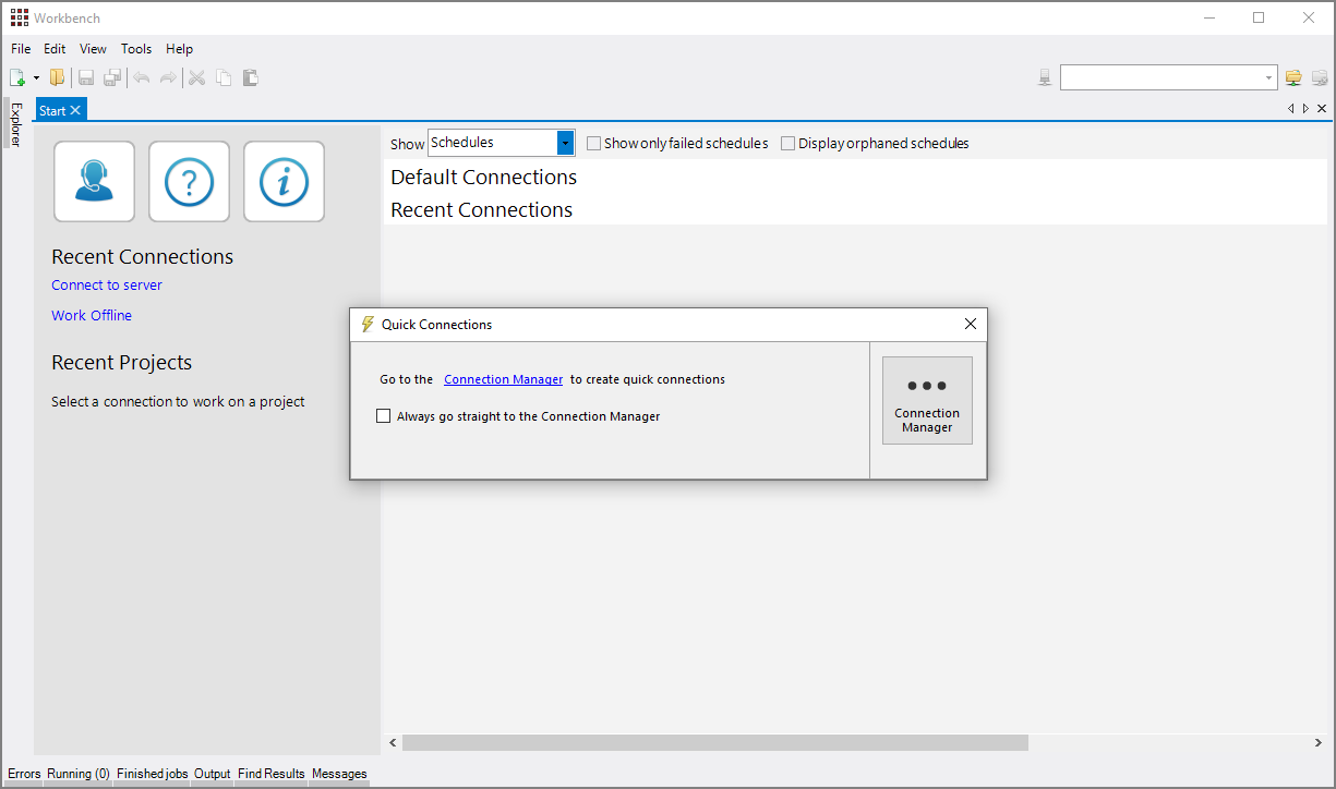 Opening a new connection in Workbench