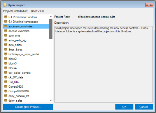 Open Project Dialog Box