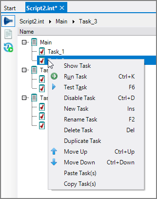 Task Context Menu