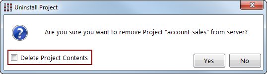 Uninstall Project Dialog Box