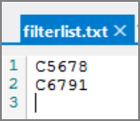 Sample filter list