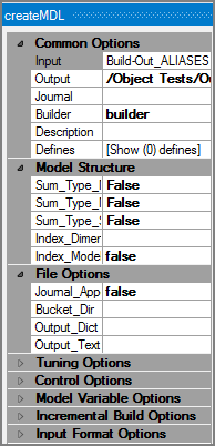 Example of attributes pane for the VI Builder output object