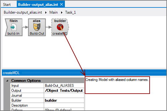 Example of comments in a VI Builder output object