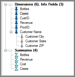 Example of tree grid for a VI Builder output object