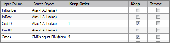 Example of the VI Fileout output object's column grid