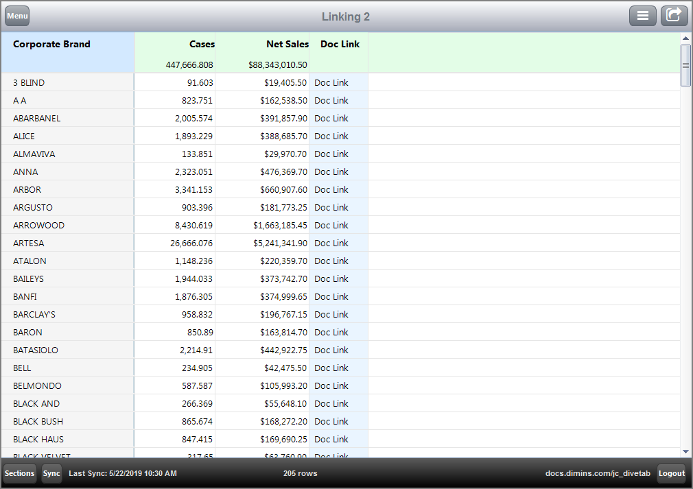 Example of a page using a path column.