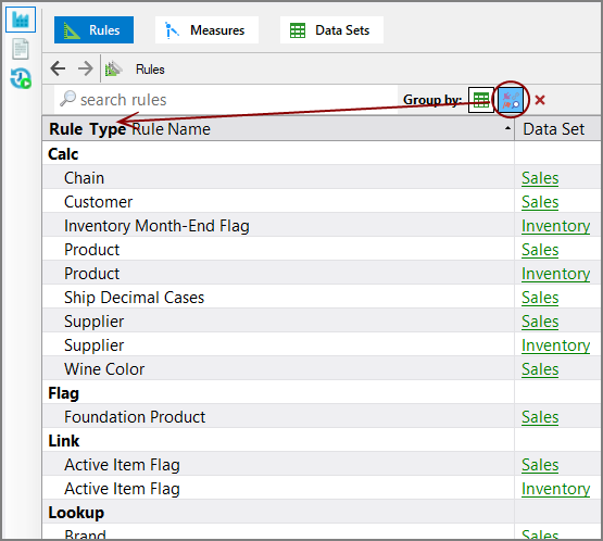 Rules Tab Group by