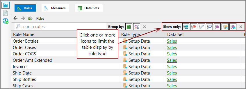 Rules Show Only Icons