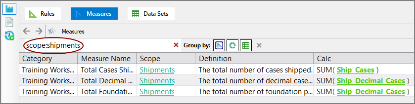 Advanced Search Measure Factory rules-referenced