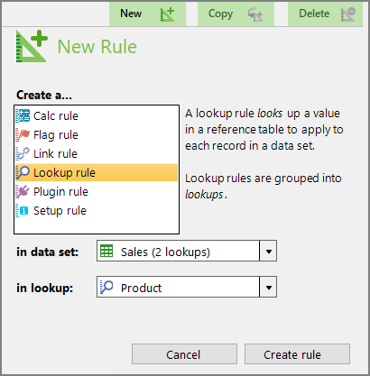 Select Rule Type Dialog Box