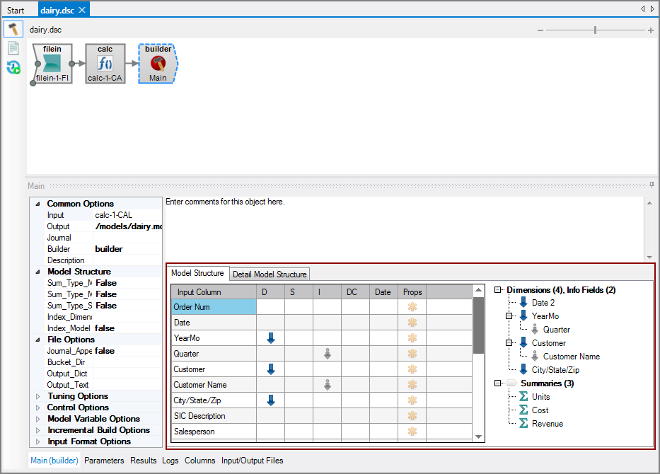 Model Structure tab 71
