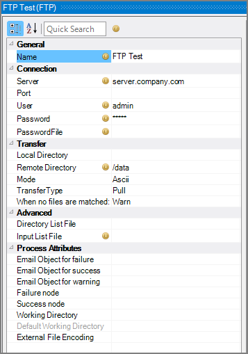 Production FTP Node Attributes