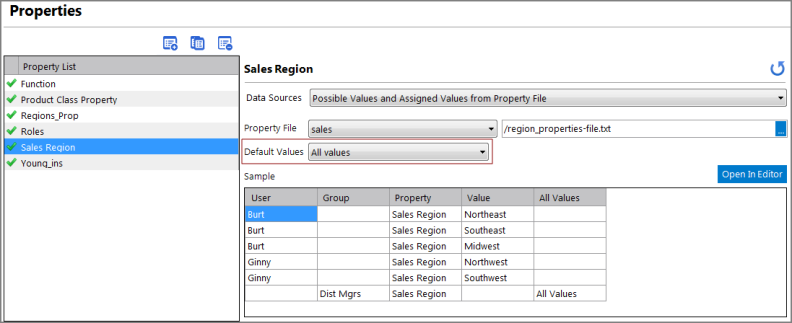 Properties Default Values - All