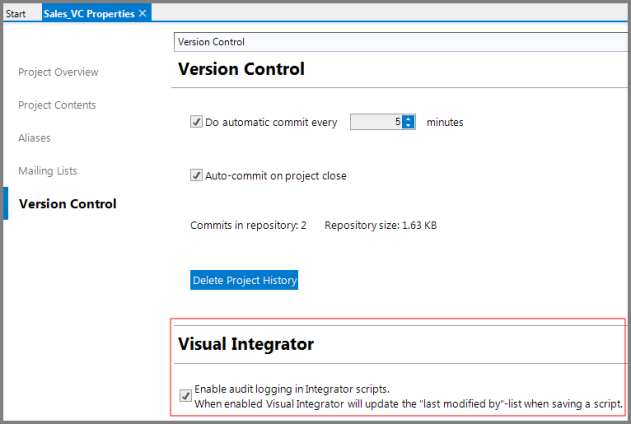 Setting VI Project Level Audit Logging