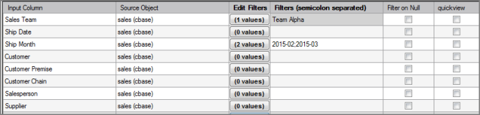 VI Filter Column Grid